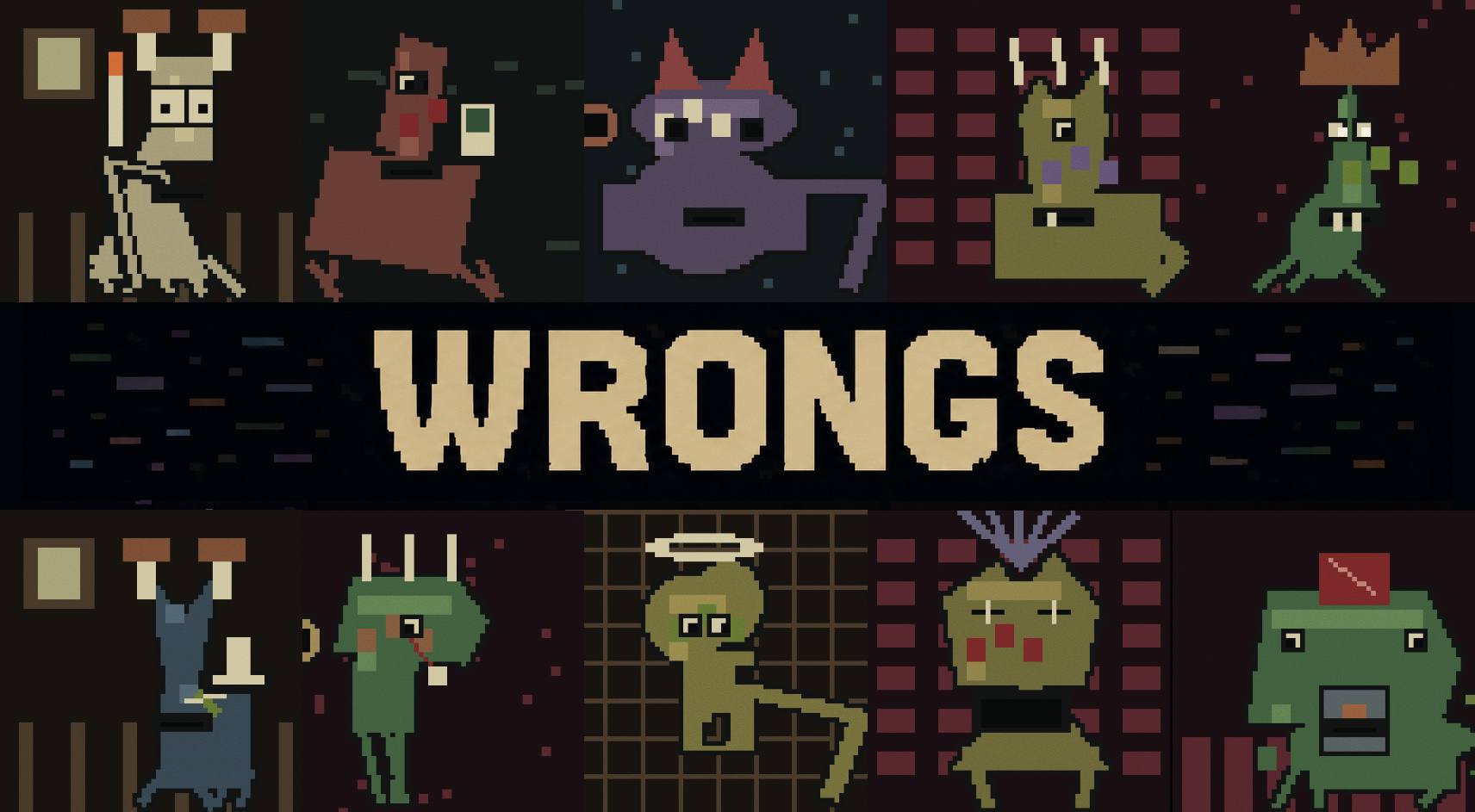 WRONGS characters and wordmark